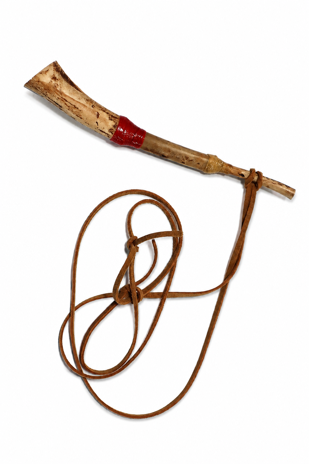Wingbone call with handmade leather lanyard