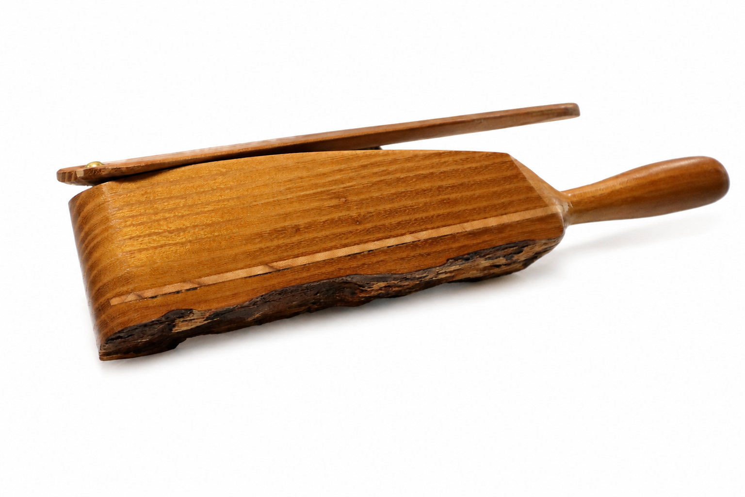 Live-edge box call in natural wood